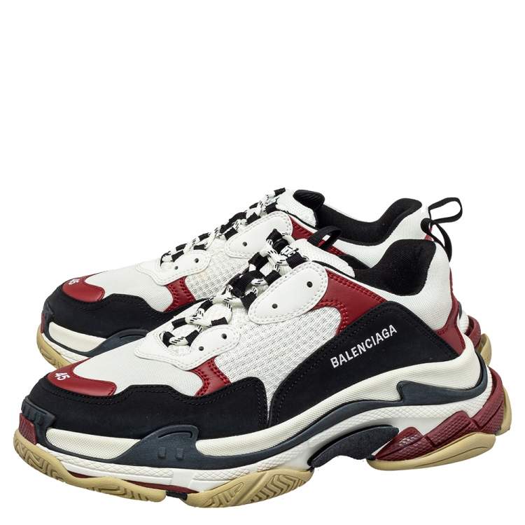 Pre Owned Balenciaga Multicolor Leather And Mesh Triple S Chunky Sneaker Size 45