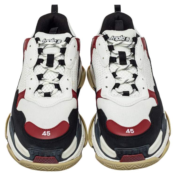 Pre Owned Balenciaga Multicolor Leather And Mesh Triple S Chunky Sneaker Size 45
