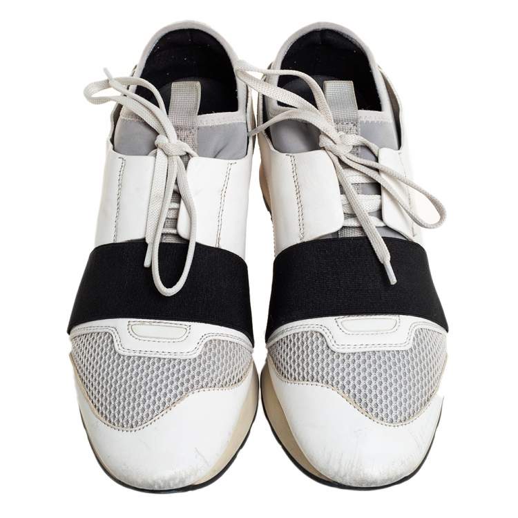 Pre Owned Balenciaga Multicolor Mesh And Leather Race Runner Sneakers Size 40