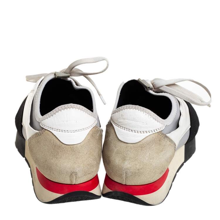 Pre Owned Balenciaga Multicolor Mesh And Leather Race Runner Sneakers Size 40