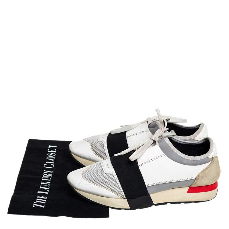 Pre Owned Balenciaga Multicolor Mesh And Leather Race Runner Sneakers Size 40