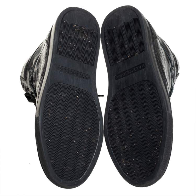 Pre Owned Balenciaga Black  Leather High Top Sneakers Size 39