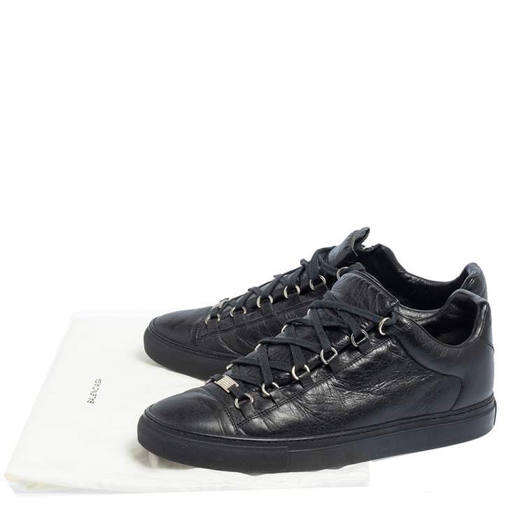 Pre Owned Balenciaga Black Leather Arena Low Top Sneakers Size 44