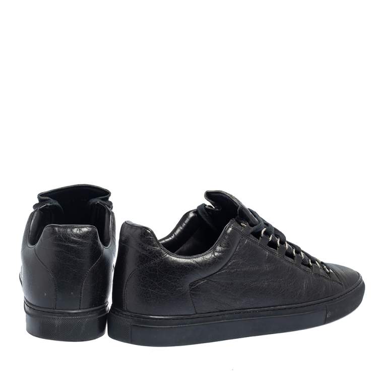 Pre Owned Balenciaga Black Leather Arena Low Top Sneakers Size 44