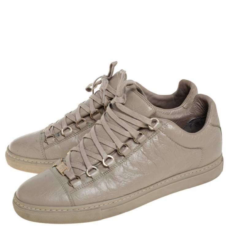 Pre Owned Balenciaga Beige Leather Arena Low Top Sneakers Size 40
