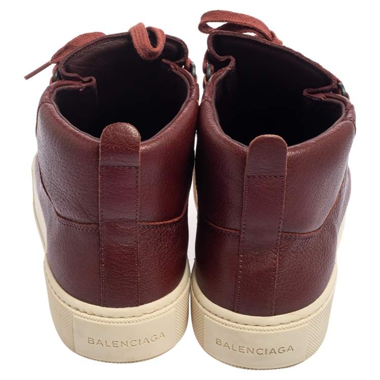 Pre Owned Balenciaga Brown Leather Arena Sneakers Size 40
