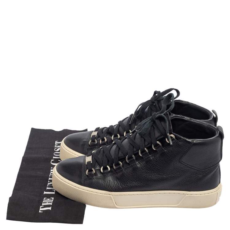 Pre Owned Balenciaga Black Leather Arena High Top Sneakers Size 40