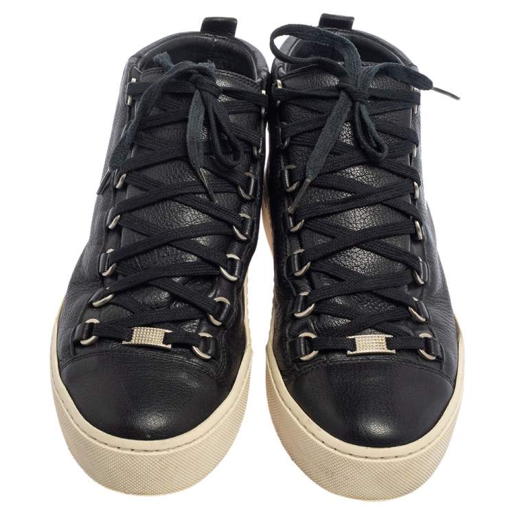 Pre Owned Balenciaga Black Leather Arena High Top Sneakers Size 40