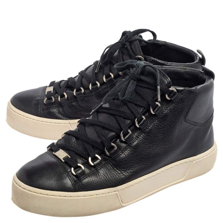 Pre Owned Balenciaga Black Leather Arena High Top Sneakers Size 40