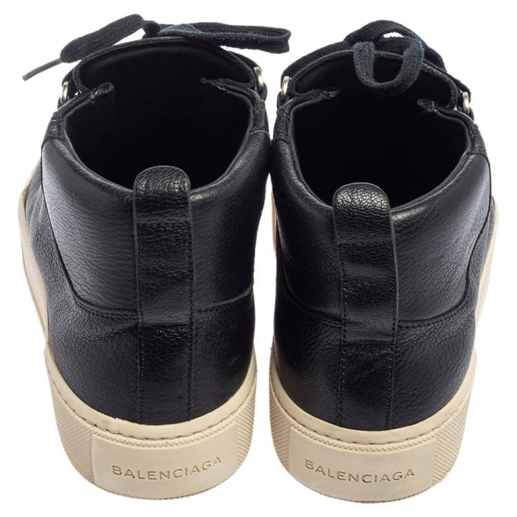 Pre Owned Balenciaga Black Leather Arena High Top Sneakers Size 40