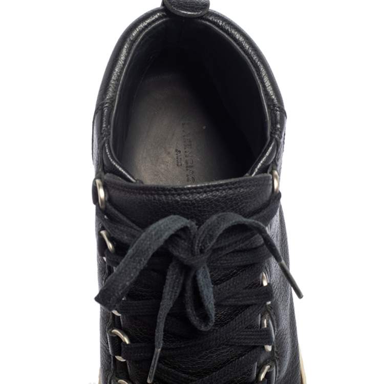 Pre Owned Balenciaga Black Leather Arena High Top Sneakers Size 40