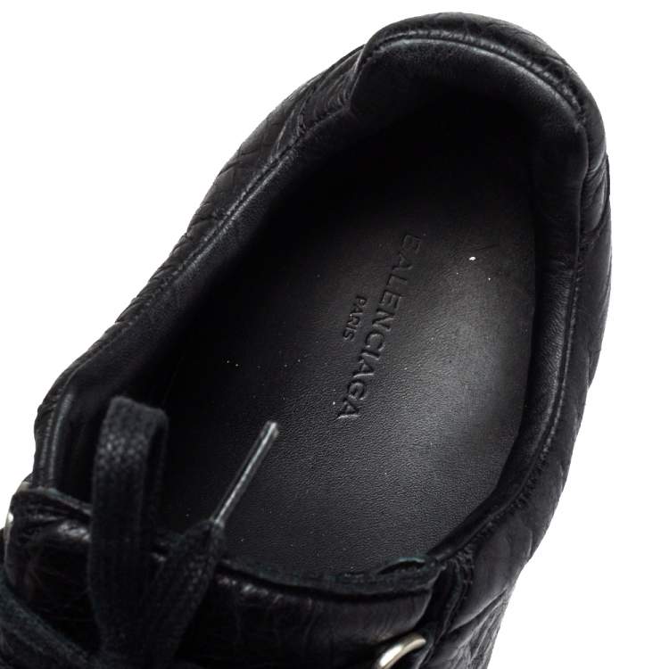 مملوكة مسبقًا Balenciaga Black Leather Arena Low Top Sneakers Size 43