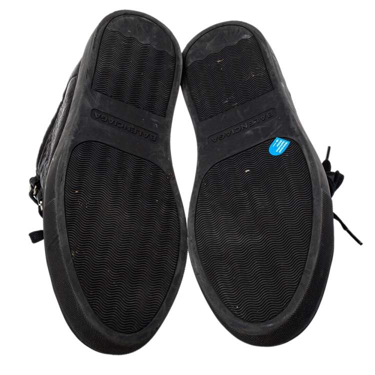 مملوكة مسبقًا Balenciaga Black Leather Arena Low Top Sneakers Size 43