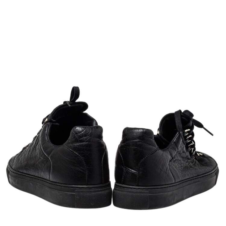 مملوكة مسبقًا Balenciaga Black Leather Arena Low Top Sneakers Size 43