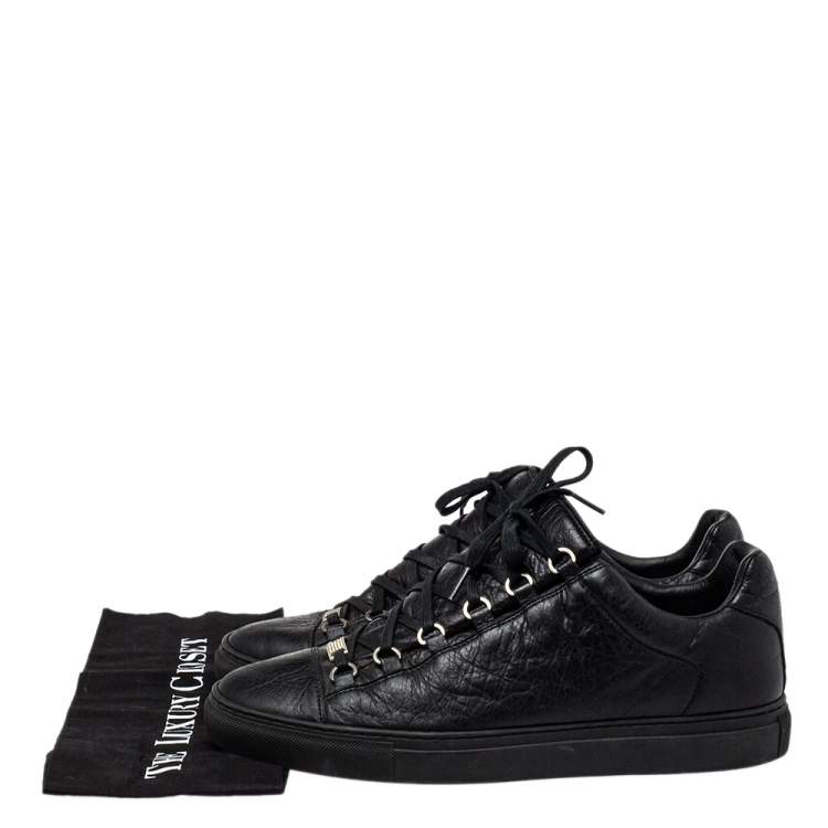 مملوكة مسبقًا Balenciaga Black Leather Arena Low Top Sneakers Size 43