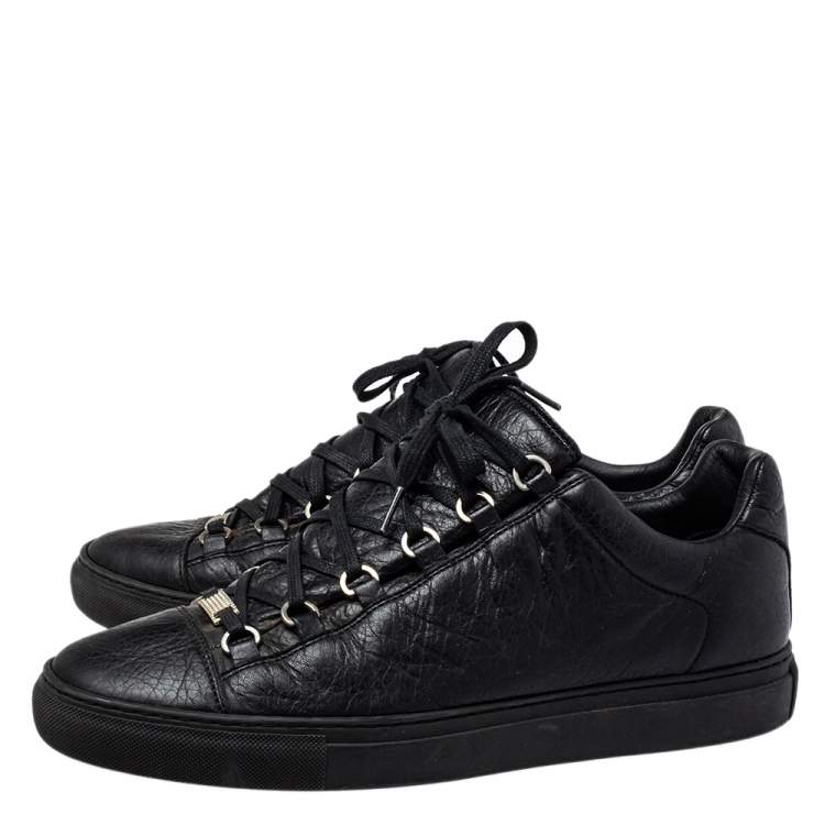 مملوكة مسبقًا Balenciaga Black Leather Arena Low Top Sneakers Size 43