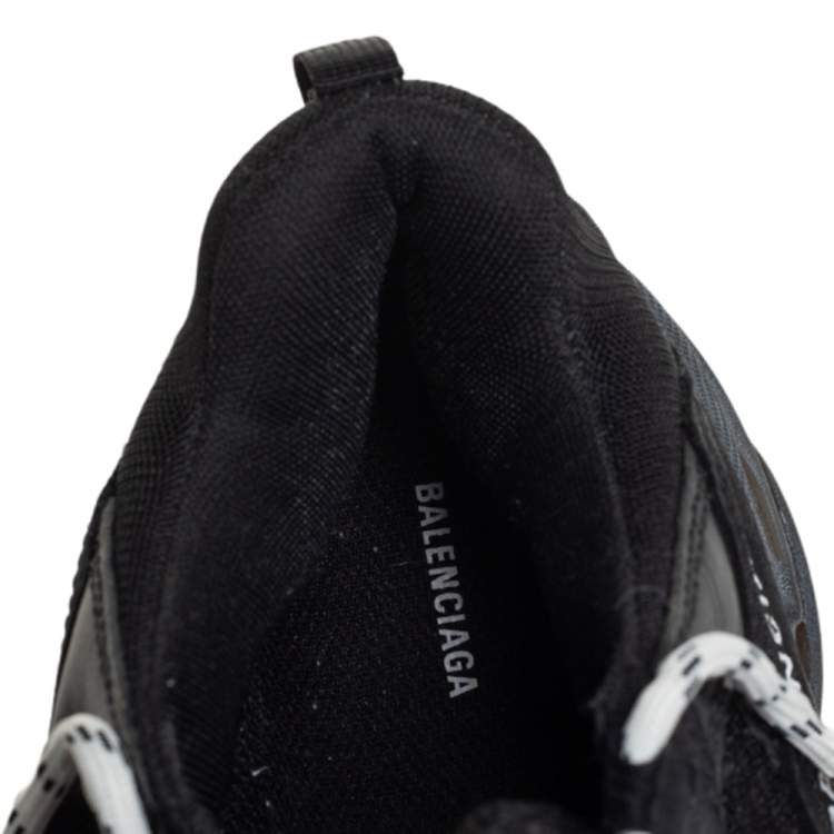 Pre Owned Balenciaga Black Leather and Mesh Triple S Sneakers Size 40