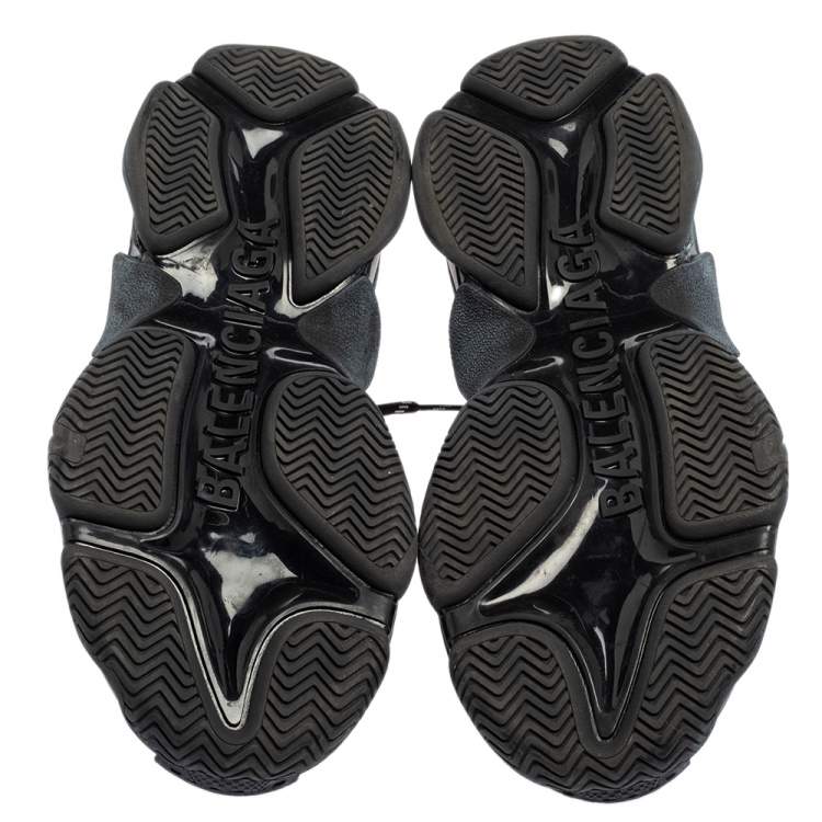 مملوكة مسبقًا Balenciaga Black Mesh And Leather Triple S Sneakers Size 41