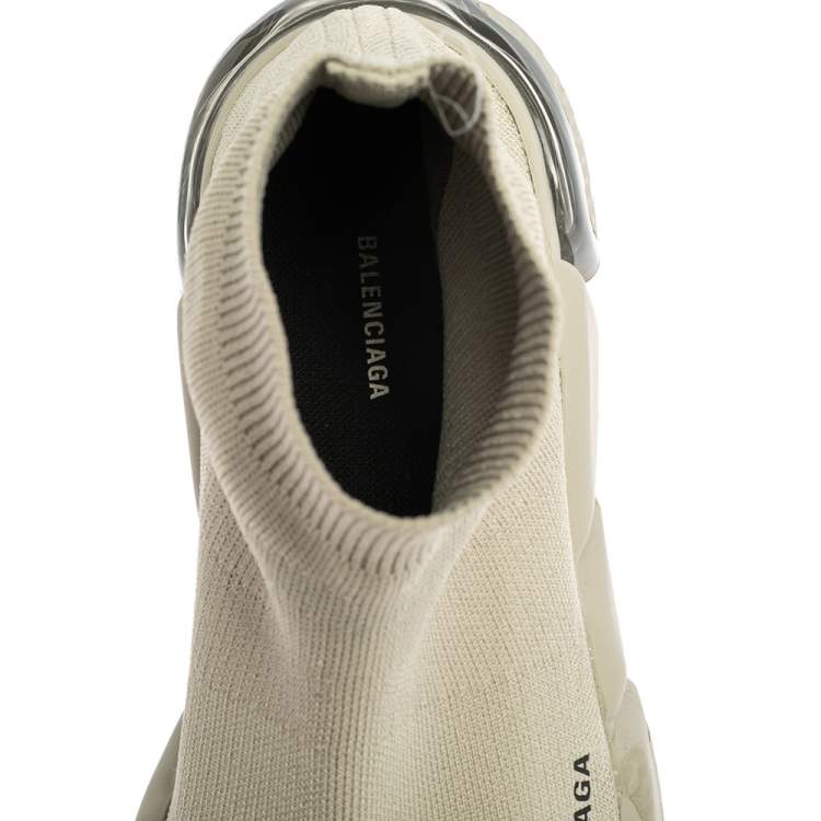 Pre Owned Balenciaga Grey Knit Fabric Speed Sneakers Size 42