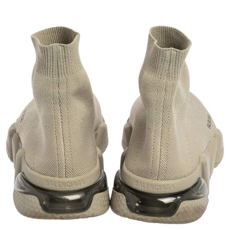Pre Owned Balenciaga Grey Knit Fabric Speed Sneakers Size 42