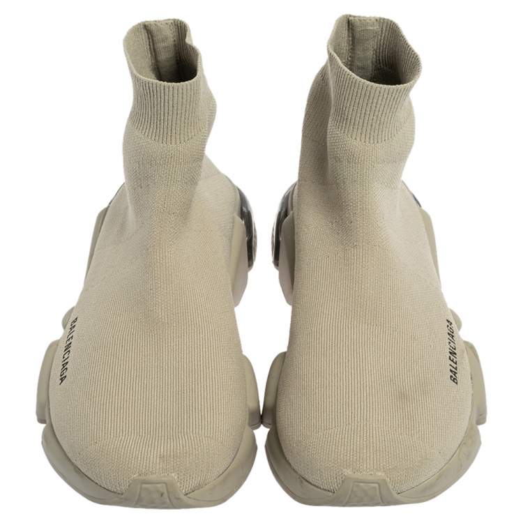 Pre Owned Balenciaga Grey Knit Fabric Speed Sneakers Size 42