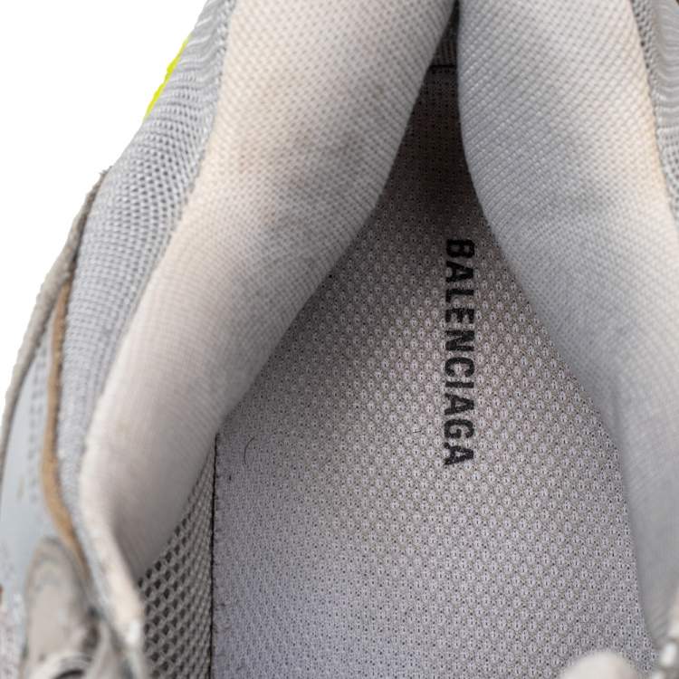 مملوكة مسبقًا Balenciaga Grey Mesh And Nubuck Leather Triple S Sneakers Size 45