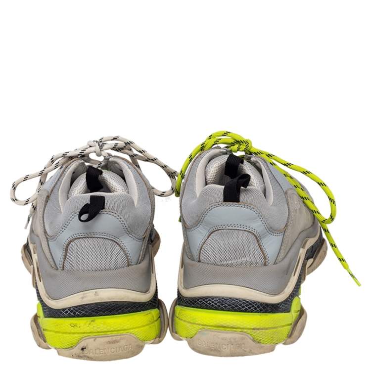 مملوكة مسبقًا Balenciaga Grey Mesh And Nubuck Leather Triple S Sneakers Size 45