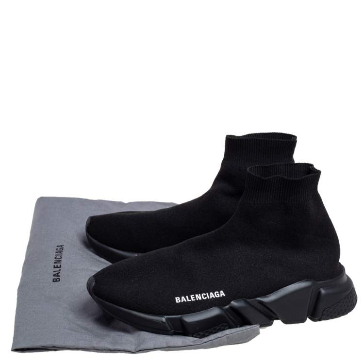 Pre Owned Balenciaga Black Knit Fabric Speed Slip On Sneakers Size 40