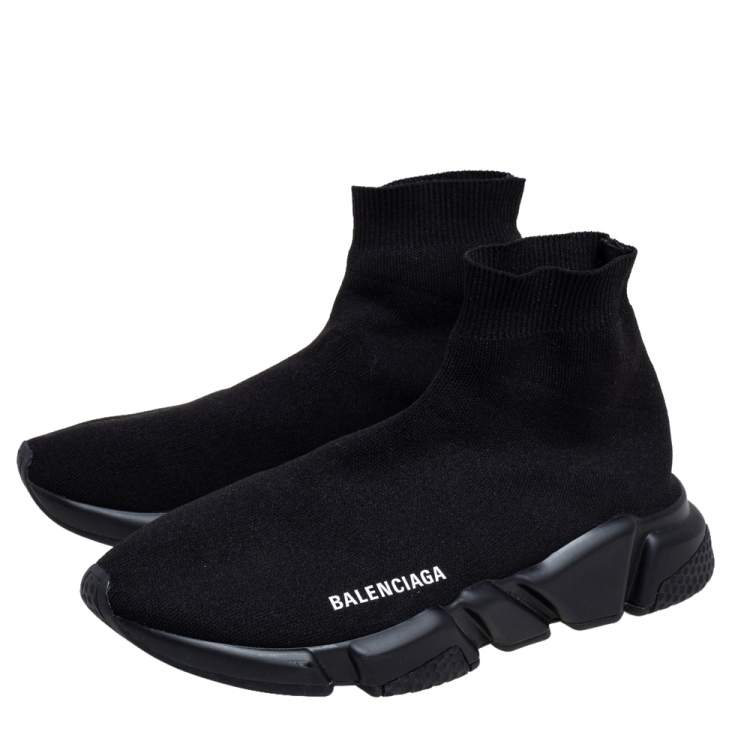 Pre Owned Balenciaga Black Knit Fabric Speed Slip On Sneakers Size 40