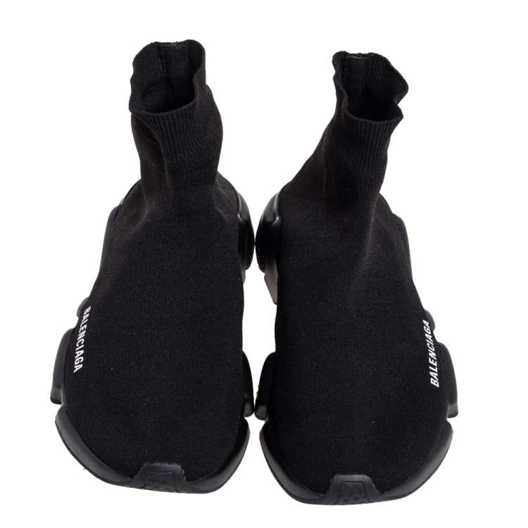 Pre Owned Balenciaga Black Knit Fabric Speed Slip On Sneakers Size 40
