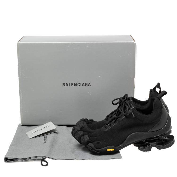 Pre Owned Balenciaga Black Knit Fabric And Leather X Vibram Toe Lace-up Low Top Sneakers Size 43