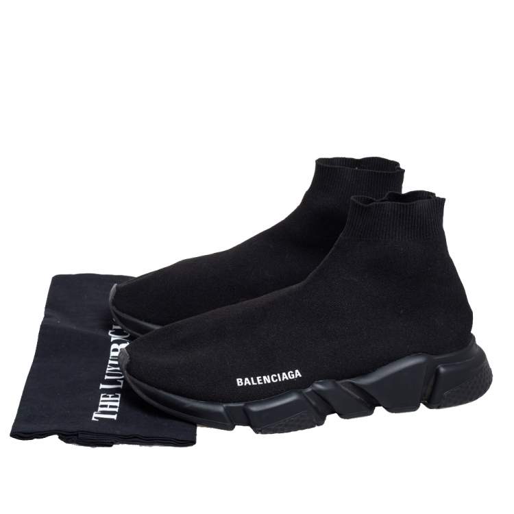 Pre Owned Balenciaga Black Stretch Knit Speed Trainers Size EU 43