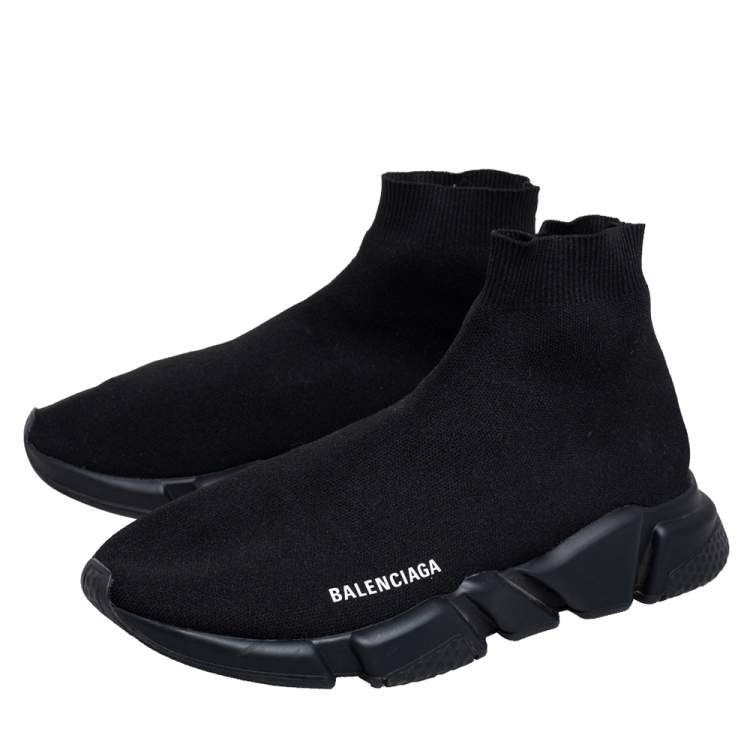 Pre Owned Balenciaga Black Stretch Knit Speed Trainers Size EU 43
