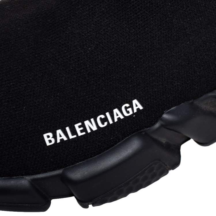 Pre Owned Balenciaga Black Stretch Knit Speed Trainers Size EU 43
