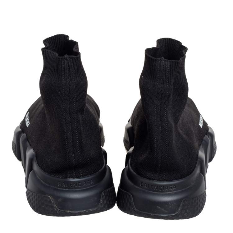 Pre Owned Balenciaga Black Stretch Knit Speed Trainers Size EU 43
