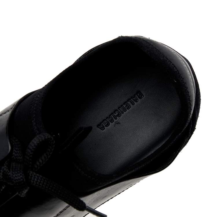 Pre Owned Balenciaga Black Mesh And Leather Race Runner Low Top Sneakers Size 41