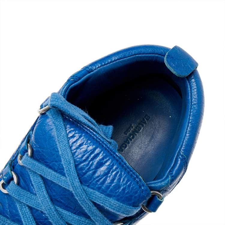 Pre Owned Balenciaga Blue Leather High Top Sneakers Size 43