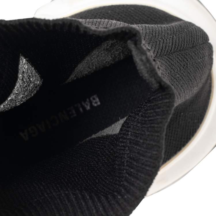 Pre Owned Balenciaga Black Knit Fabric Speed High Top  Sneakers 40