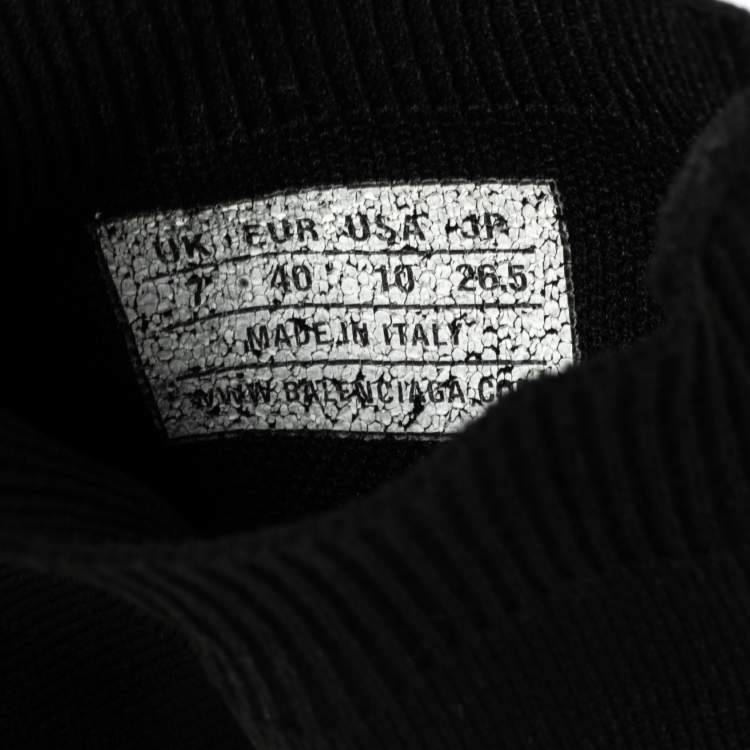 Pre Owned Balenciaga Black Knit Fabric Speed High Top  Sneakers 40