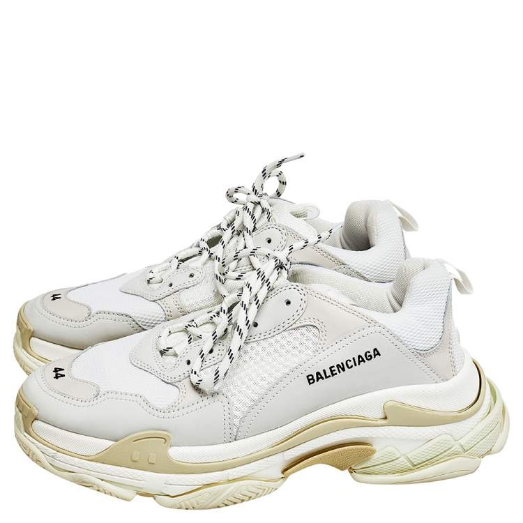 Pre Owned Balenciaga Multicolor Leather And Mesh Triple S Low Top Sneakers Size 44