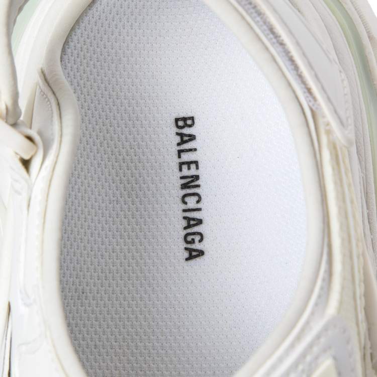 Pre Owned Balenciaga White Leather Rubber Track Sandals Size 41