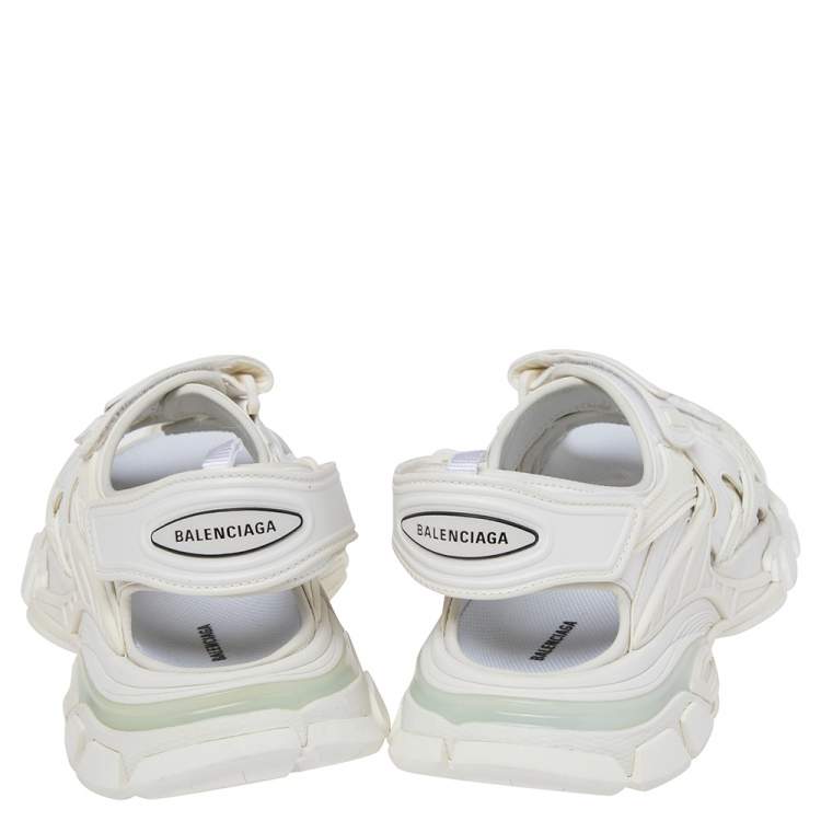 Pre Owned Balenciaga White Leather Rubber Track Sandals Size 41