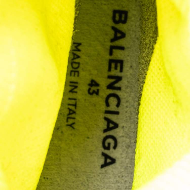 مملوكة مسبقًا Balenciaga Neon Green Knit Fabric Speed Trainer Slip On Sneakers Size 43