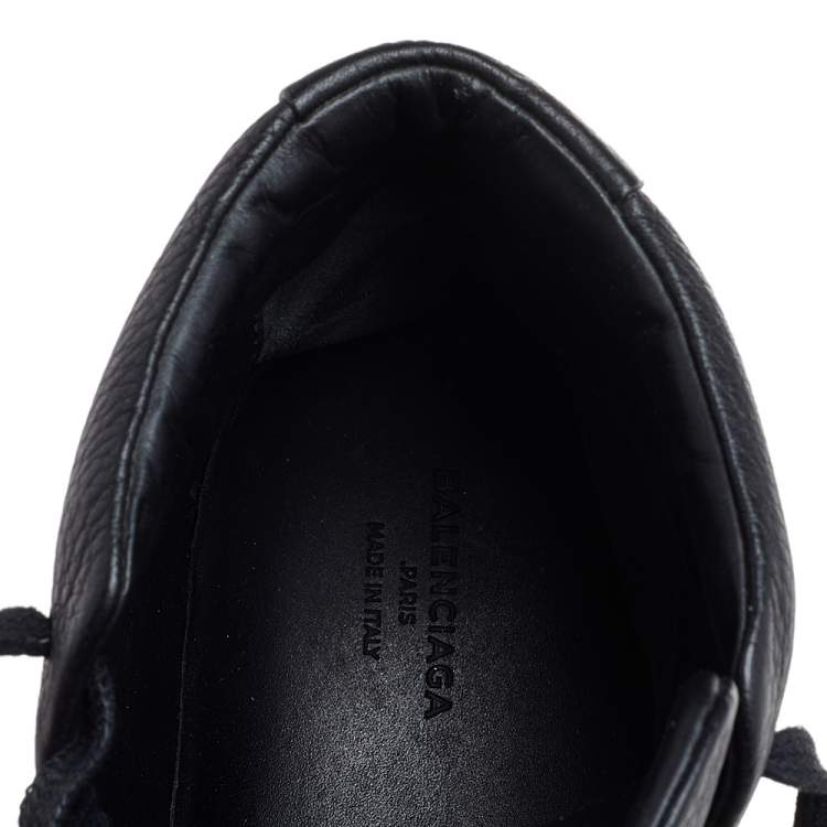 Pre Owned Balenciaga Black Leather High Top Sneakers Size 42