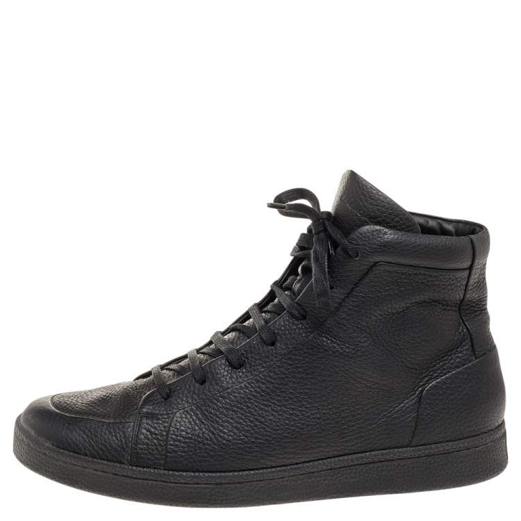 Pre Owned Balenciaga Black Leather High Top Sneakers Size 42