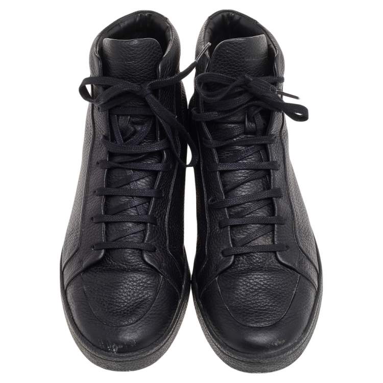 Pre Owned Balenciaga Black Leather High Top Sneakers Size 42