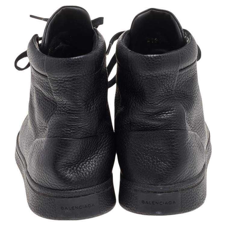 Pre Owned Balenciaga Black Leather High Top Sneakers Size 42