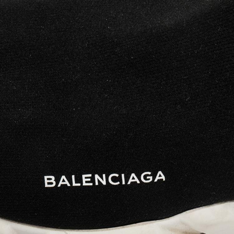 Pre Owned Balenciaga Black Knit Fabric Speed Trainer High Top Sneakers Size 44