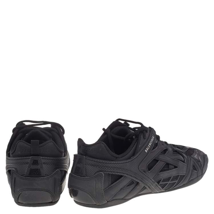 Pre Owned Balenciaga Black Leather And Mesh Drive Sneakers Size 43