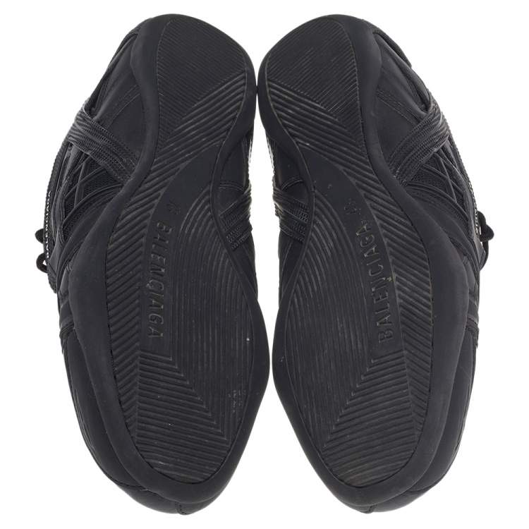 Pre Owned Balenciaga Black Leather And Mesh Drive Sneakers Size 43